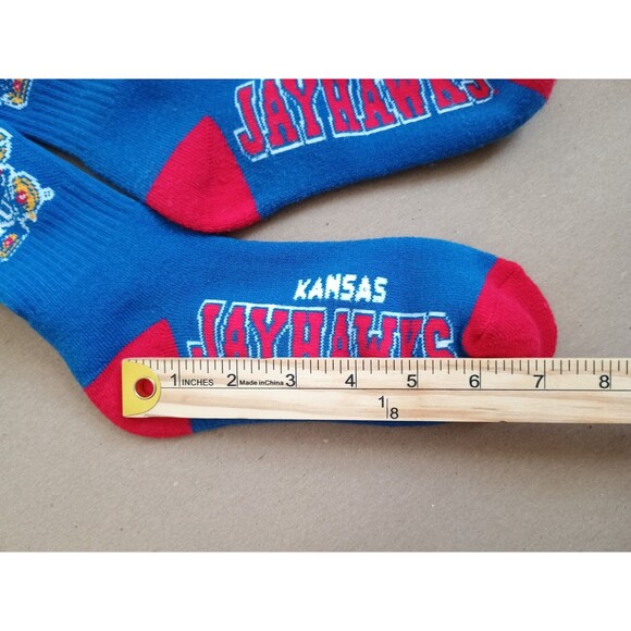 Kansas Jayhawks Blue & Red 4 Stripe Crew Socks - Picture 2 of 3